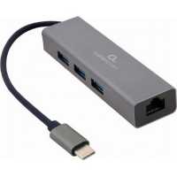 Hub 3 portos USB3.1 + Gbit RJ45 szrke GEMBIRD                        