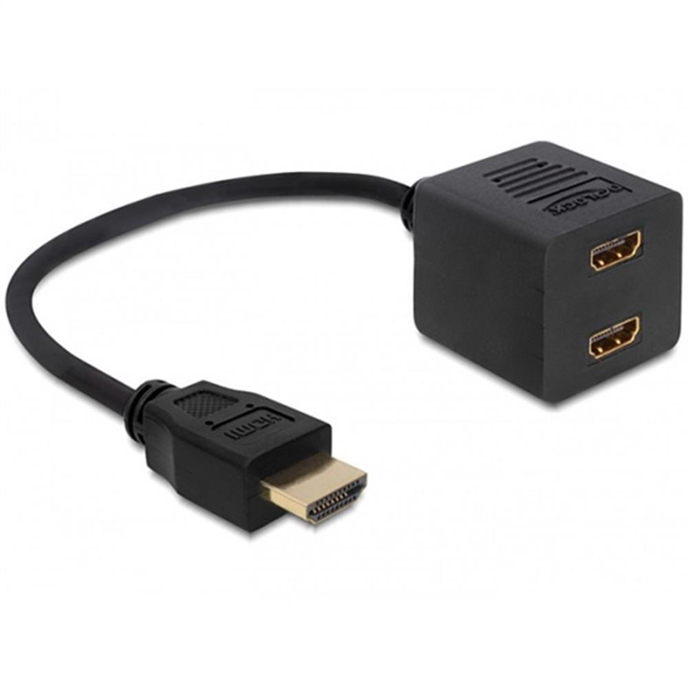 HDMI elosztó adapter 1x apa 2x anya HDMI High Speed Ethernettel Delock fotó, illusztráció : Delock-65226