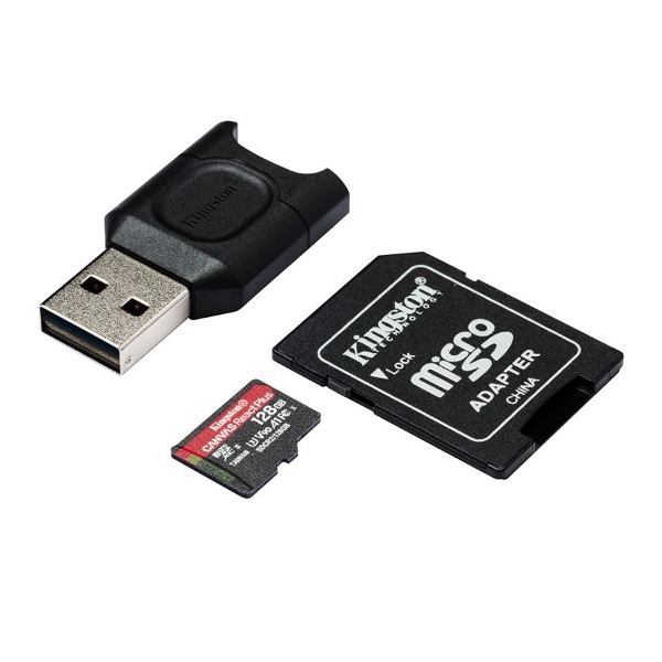 Memória-kártya 128GB SD micro Kingston Canvas React Plus  MLPMR2/128GB adapterr fotó, illusztráció : MLPMR2_128GB