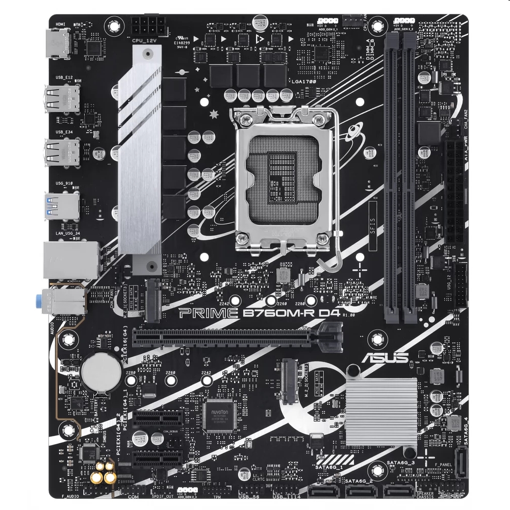 Alaplap B760 LGA1700 2xDDR4 Asus PRIME B760M-R D4 mATX fotó, illusztráció : PRIME-B760M-R-D4