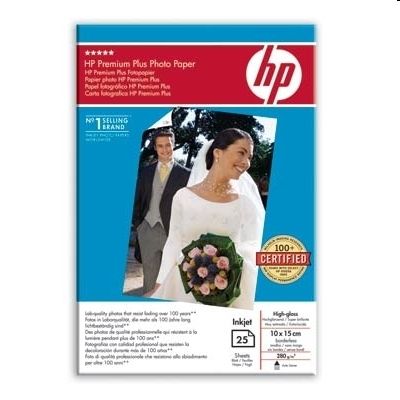 hp prem. plus ph. paper gl 10x15, 280g 25 lap borderless fotó, illusztráció : Q8028A