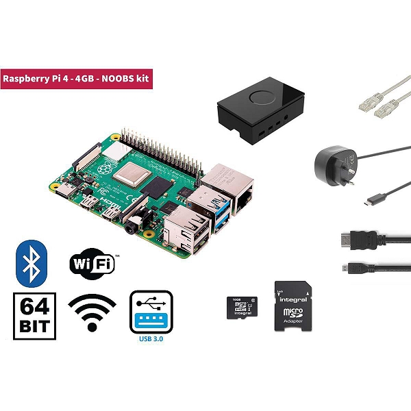 Raspberry Pi 4 4 GB Starter Kit + NOOBS Software Tool fotó, illusztráció : RP4KIT4GB